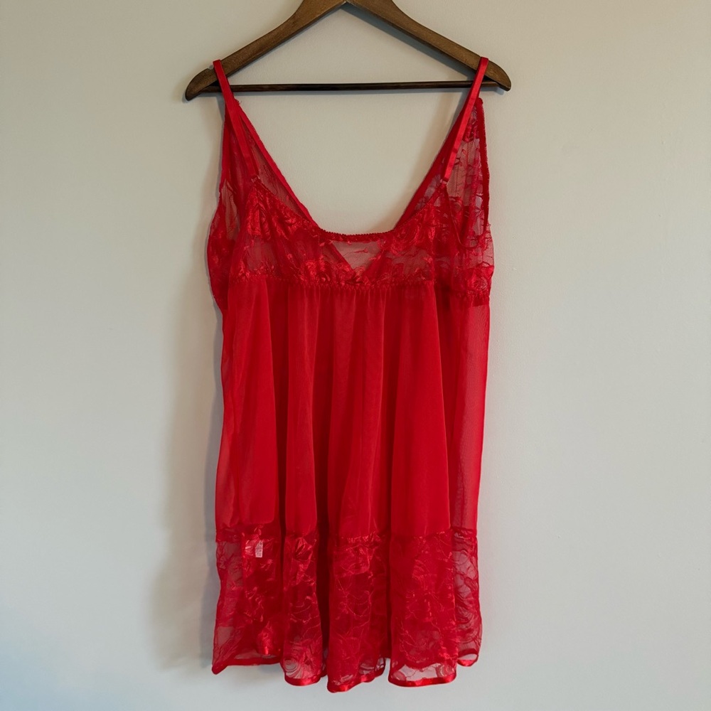 Red Lace Babydoll Lingerie - Picture 7 of 11